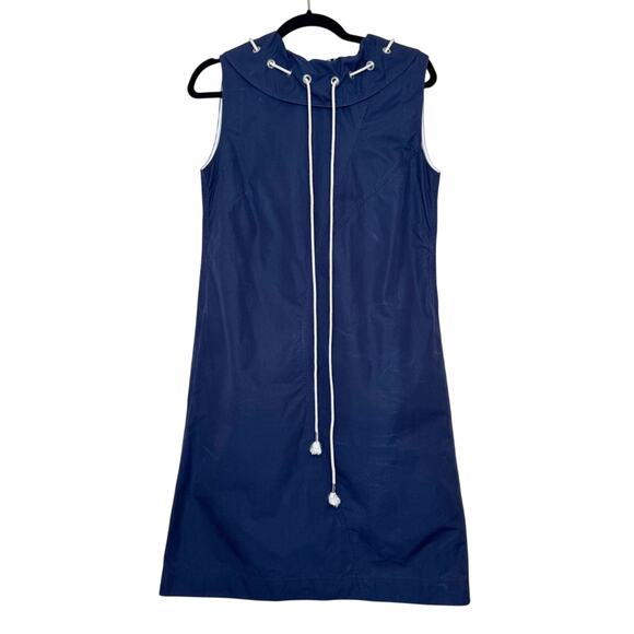 Calvin Klein 205W39NYC Ruffle Neck Poplin Dress Navy Size 4 - Picture 4 of 16